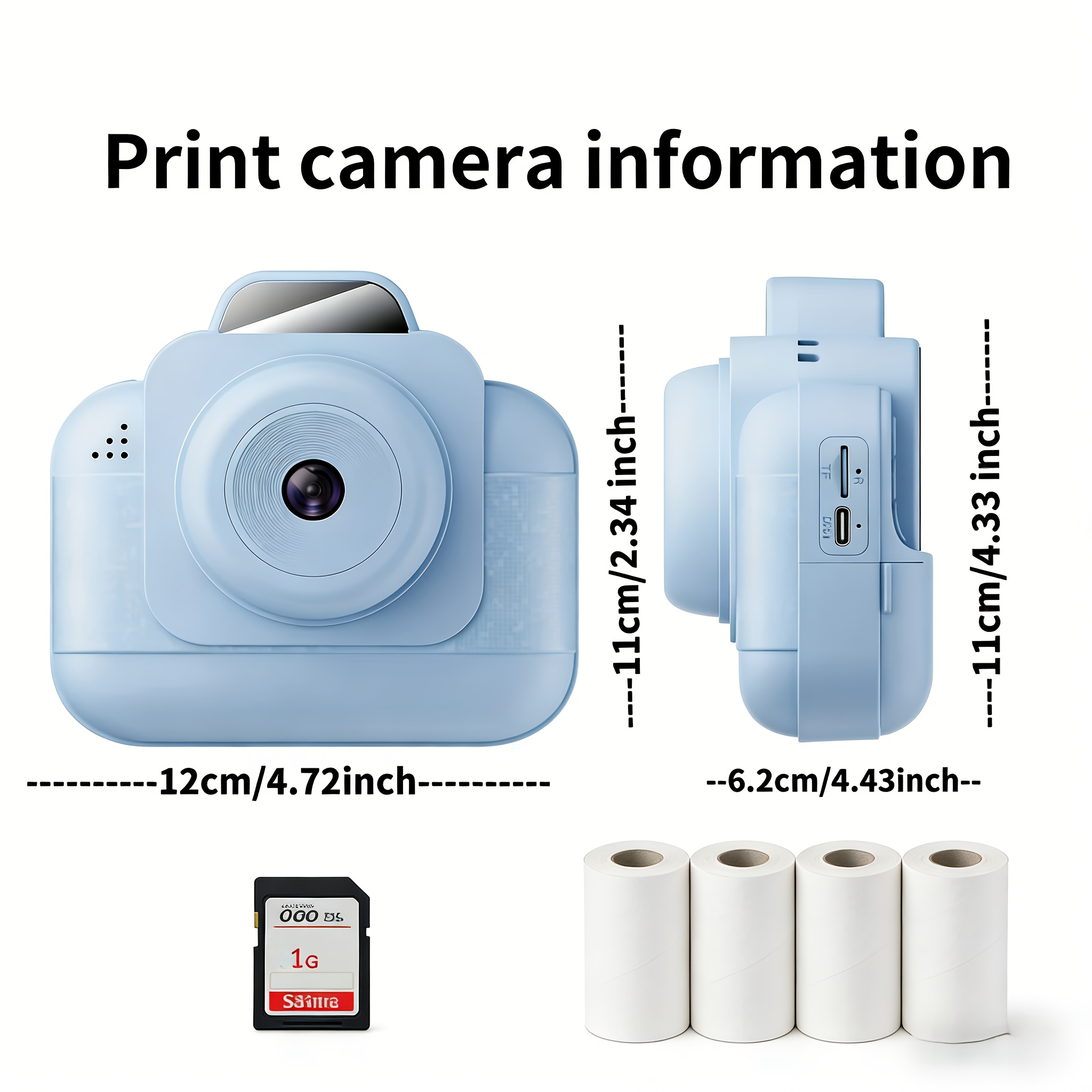 Photo Printer - Imprimante photo portable (bleue) avec batterie